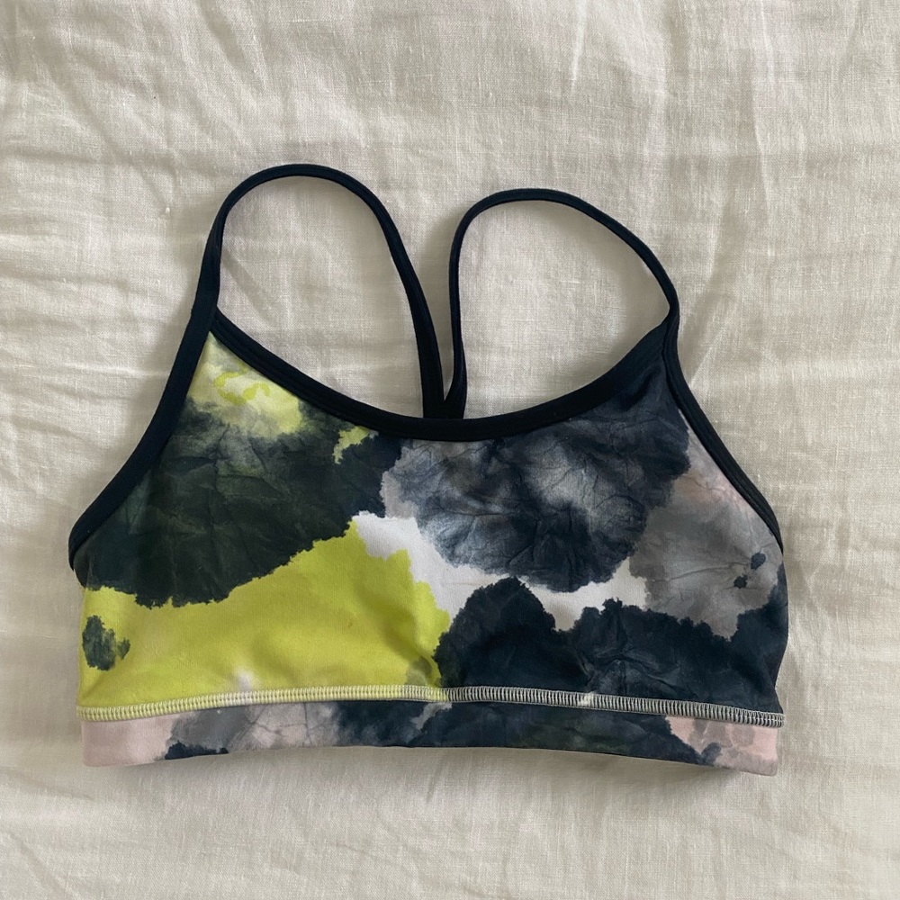 lululemon athletica Tie-Dye Sports Bra - Black, Yellow, Gray